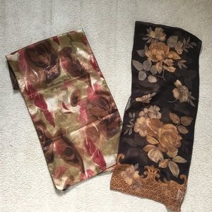 Lot Bundle two brown lightweight scarves, both excellent condition